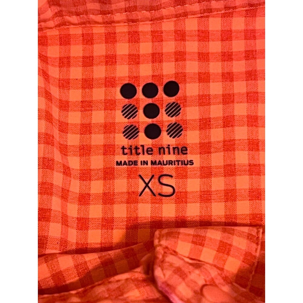 TITLE NINE Orange Gingham Check Tuolumne Tech Shirt Hiking Outdoor UPF Size XS - Picture 6 of 7